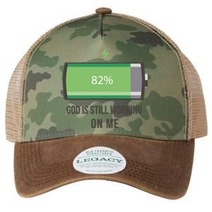 God Is Still Working On Me Battery Loading Legacy Tie Dye Trucker Hat