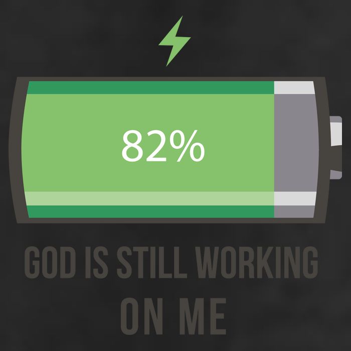 God Is Still Working On Me Battery Loading 25L Jumbo Tote