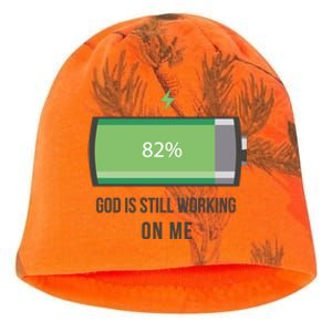 God Is Still Working On Me Battery Loading Kati - Camo Knit Beanie