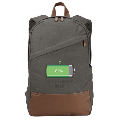 God Is Still Working On Me Battery Loading Cotton Canvas Backpack