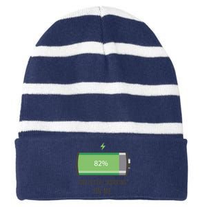 God Is Still Working On Me Battery Loading Striped Beanie with Solid Band