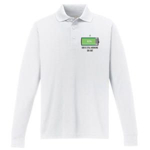 God Is Still Working On Me Battery Loading Performance Long Sleeve Polo