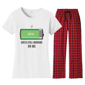 God Is Still Working On Me Battery Loading Women's Flannel Pajama Set