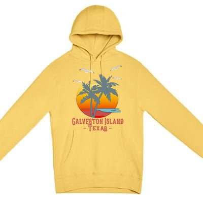 Galveston Island Texas Vintage Beach Souvenir Meaningful Gift Premium Pullover Hoodie