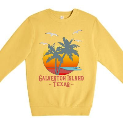 Galveston Island Texas Vintage Beach Souvenir Meaningful Gift Premium Crewneck Sweatshirt