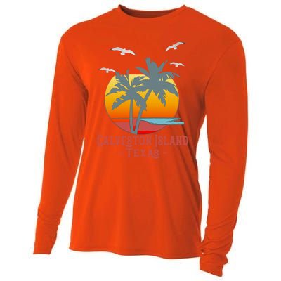 Galveston Island Texas Vintage Beach Souvenir Meaningful Gift Cooling Performance Long Sleeve Crew