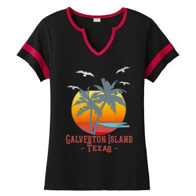 Galveston Island Texas Vintage Beach Souvenir Meaningful Gift Ladies Halftime Notch Neck Tee