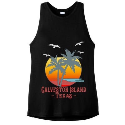 Galveston Island Texas Vintage Beach Souvenir Meaningful Gift Ladies PosiCharge Tri-Blend Wicking Tank