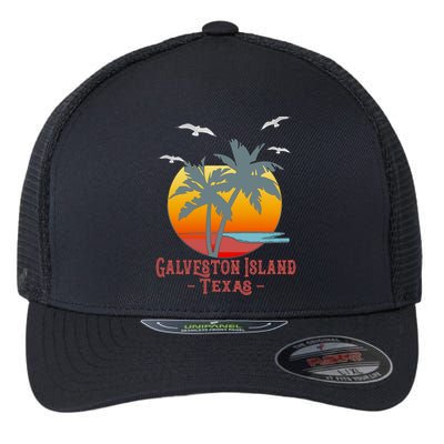 Galveston Island Texas Vintage Beach Souvenir Meaningful Gift Flexfit Unipanel Trucker Cap