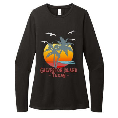 Galveston Island Texas Vintage Beach Souvenir Meaningful Gift Womens CVC Long Sleeve Shirt