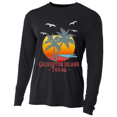 Galveston Island Texas Vintage Beach Souvenir Meaningful Gift Cooling Performance Long Sleeve Crew