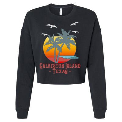 Galveston Island Texas Vintage Beach Souvenir Meaningful Gift Cropped Pullover Crew
