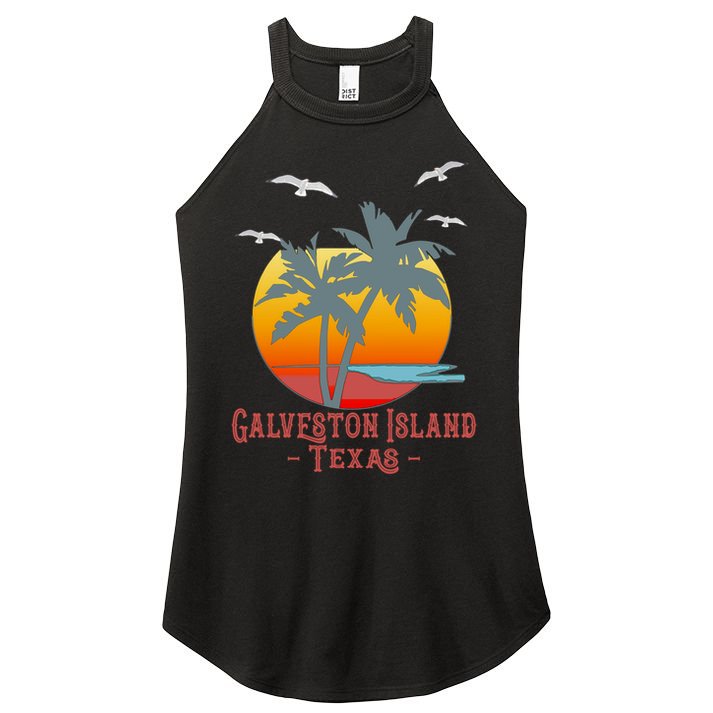 Galveston Island Texas Vintage Beach Souvenir Meaningful Gift Women's Perfect Tri Rocker Tank