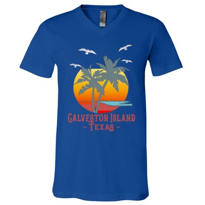 Galveston Island Texas Vintage Beach Souvenir Meaningful Gift V-Neck T-Shirt