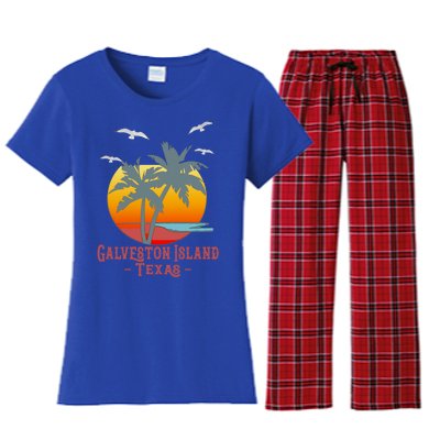 Galveston Island Texas Vintage Beach Souvenir Meaningful Gift Women's Flannel Pajama Set