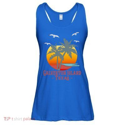 Galveston Island Texas Vintage Beach Souvenir Meaningful Gift Ladies Essential Flowy Tank