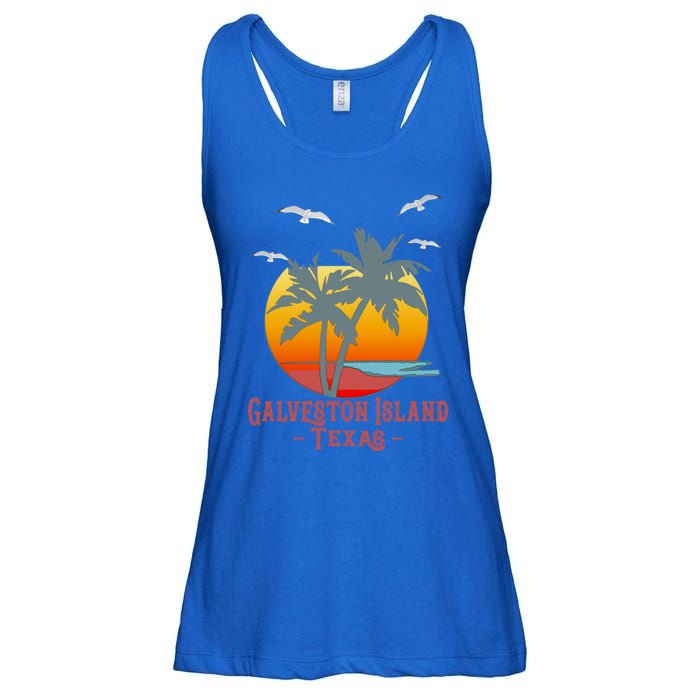 Galveston Island Texas Vintage Beach Souvenir Meaningful Gift Ladies Essential Flowy Tank