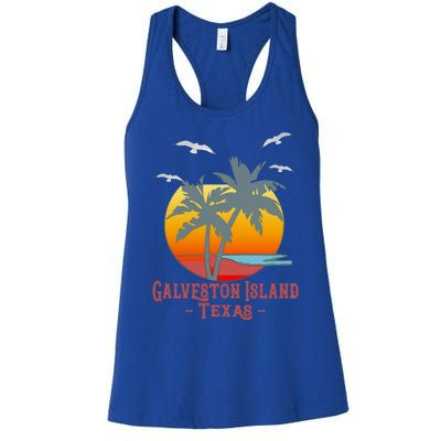 Galveston Island Texas Vintage Beach Souvenir Meaningful Gift Women's Racerback Tank