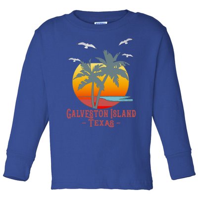 Galveston Island Texas Vintage Beach Souvenir Meaningful Gift Toddler Long Sleeve Shirt