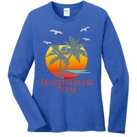 Galveston Island Texas Vintage Beach Souvenir Meaningful Gift Ladies Long Sleeve Shirt