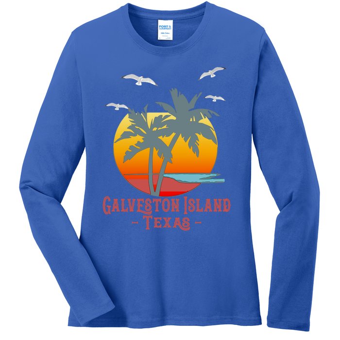 Galveston Island Texas Vintage Beach Souvenir Meaningful Gift Ladies Long Sleeve Shirt