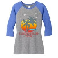 Galveston Island Texas Vintage Beach Souvenir Meaningful Gift Women's Tri-Blend 3/4-Sleeve Raglan Shirt