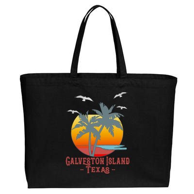 Galveston Island Texas Vintage Beach Souvenir Meaningful Gift Cotton Canvas Jumbo Tote