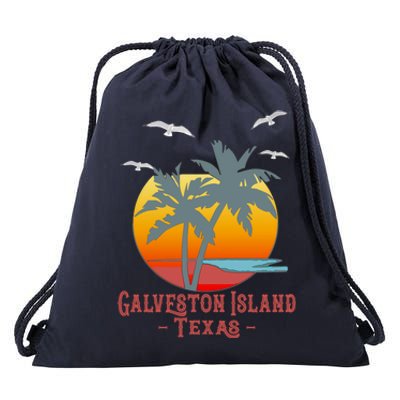 Galveston Island Texas Vintage Beach Souvenir Meaningful Gift Drawstring Bag