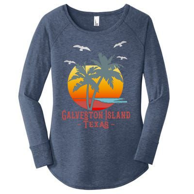 Galveston Island Texas Vintage Beach Souvenir Meaningful Gift Women's Perfect Tri Tunic Long Sleeve Shirt