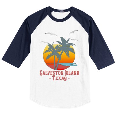 Galveston Island Texas Vintage Beach Souvenir Meaningful Gift Baseball Sleeve Shirt