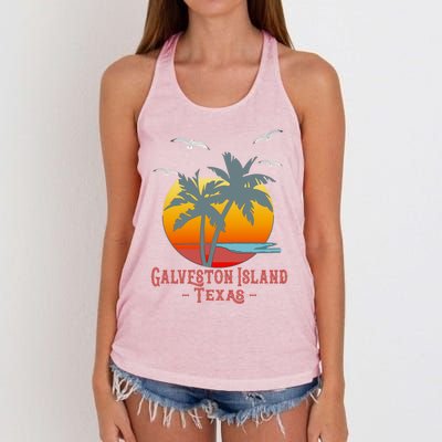 Galveston Island Texas Vintage Beach Souvenir Meaningful Gift Women's Knotted Racerback Tank