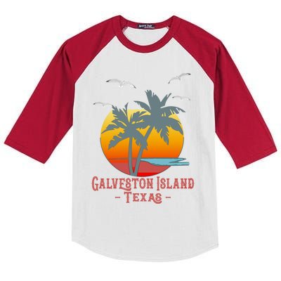 Galveston Island Texas Vintage Beach Souvenir Meaningful Gift Kids Colorblock Raglan Jersey