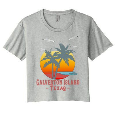 Galveston Island Texas Vintage Beach Souvenir Meaningful Gift Women's Crop Top Tee