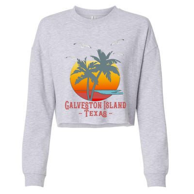 Galveston Island Texas Vintage Beach Souvenir Meaningful Gift Cropped Pullover Crew