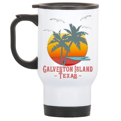 Galveston Island Texas Vintage Beach Souvenir Meaningful Gift Stainless Steel Travel Mug