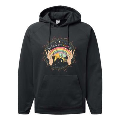 Give It To Universe Celestial Gay Mystical Lesbian Rainbow Color Performance Fleece Hoodie