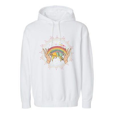 Give It To Universe Celestial Gay Mystical Lesbian Rainbow Color Garment-Dyed Fleece Hoodie