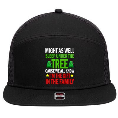 Gift In The Family Funny Christmas Holiday 7 Panel Mesh Trucker Snapback Hat
