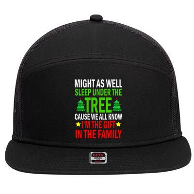 Gift In The Family Funny Christmas Holiday 7 Panel Mesh Trucker Snapback Hat