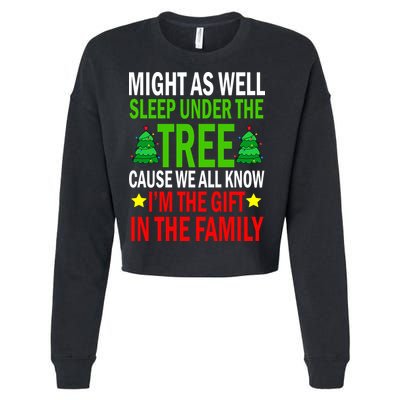 Gift In The Family Funny Christmas Holiday Cropped Pullover Crew