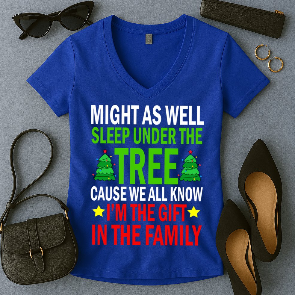 Gift In The Family Funny Christmas Holiday Women's V-Neck T-Shirt