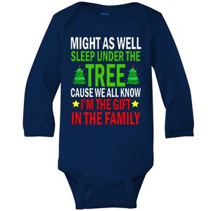 Gift In The Family Funny Christmas Holiday Baby Long Sleeve Bodysuit