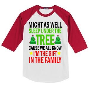 Gift In The Family Funny Christmas Holiday Kids Colorblock Raglan Jersey