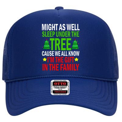 Gift In The Family Funny Christmas Holiday High Crown Mesh Back Trucker Hat