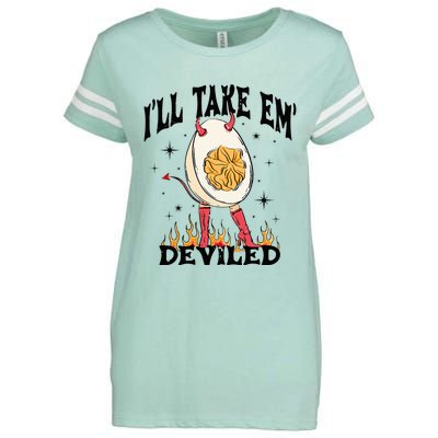 Groovy Ill Take Em Deviled Thanksgiving Funny Egg Enza Ladies Jersey Football T-Shirt