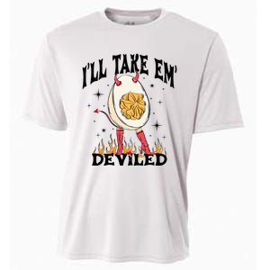 Groovy Ill Take Em Deviled Thanksgiving Funny Egg Cooling Performance Crew T-Shirt