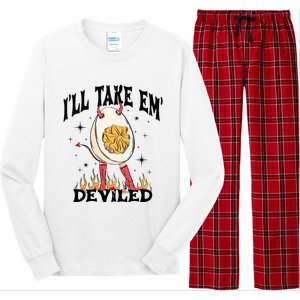 Groovy Ill Take Em Deviled Thanksgiving Funny Egg Long Sleeve Pajama Set