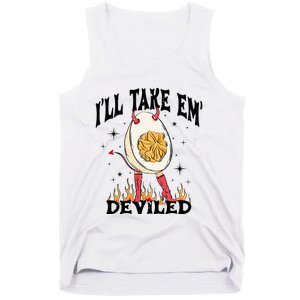 Groovy Ill Take Em Deviled Thanksgiving Funny Egg Tank Top