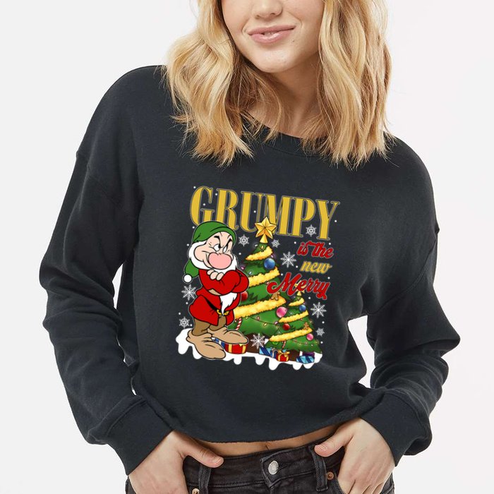 Grumpy Is The New Merry Grumpy Christmas Lights Grumpy Dwarf Cropped Pullover Crew
