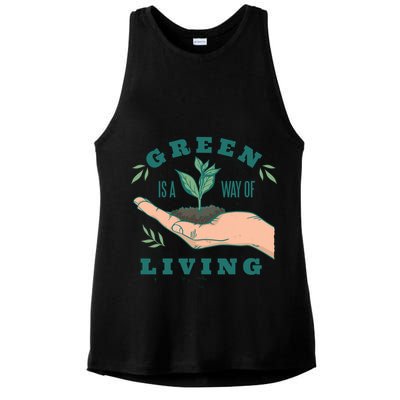 Green Is The Way Of Living Ladies PosiCharge Tri-Blend Wicking Tank